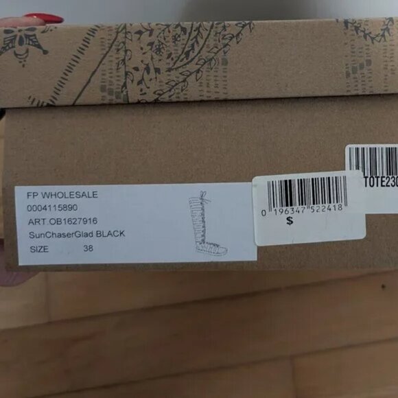 NWT Free People | Sun Chaser Tall Gladiator Sandal in Black Suede (38/US 7.5) - Picture 3 of 14